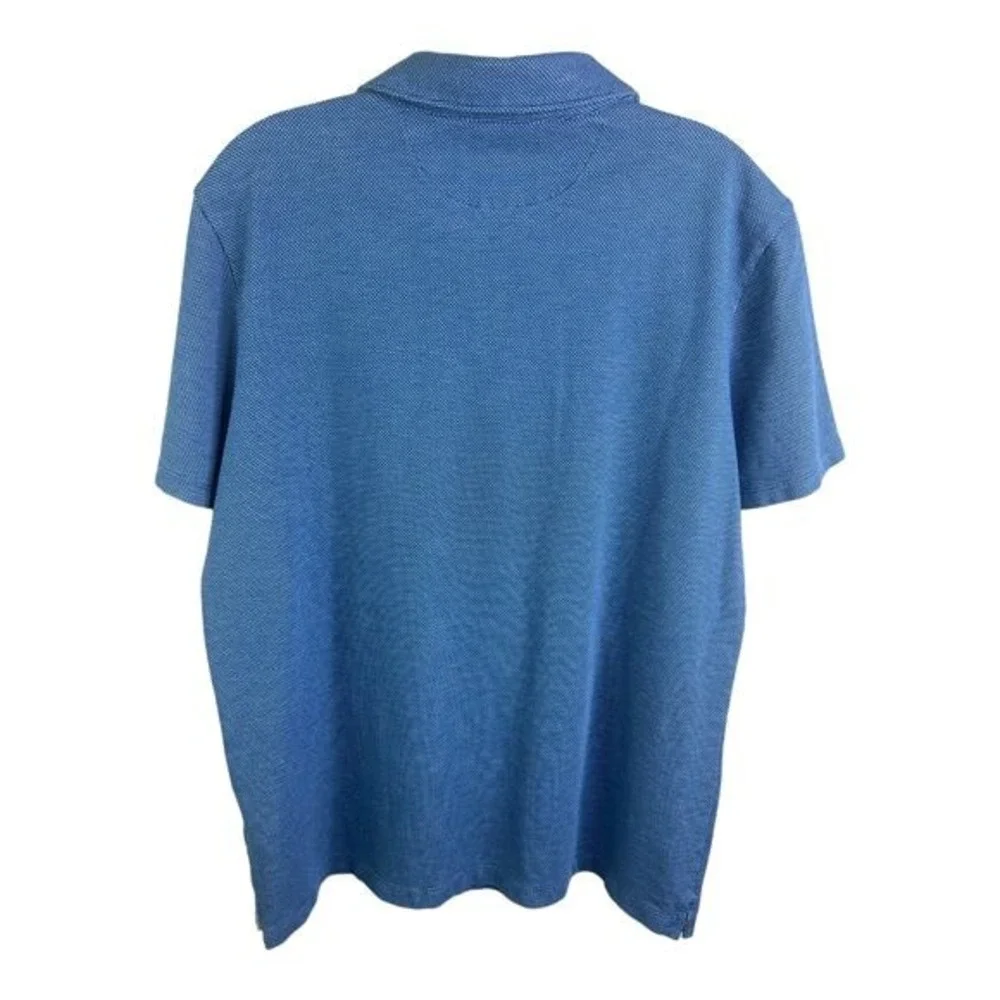 Banana‎ Republic BR+ Mens L Performance Pique Polo Golf Shirt Blue Cotton Fit